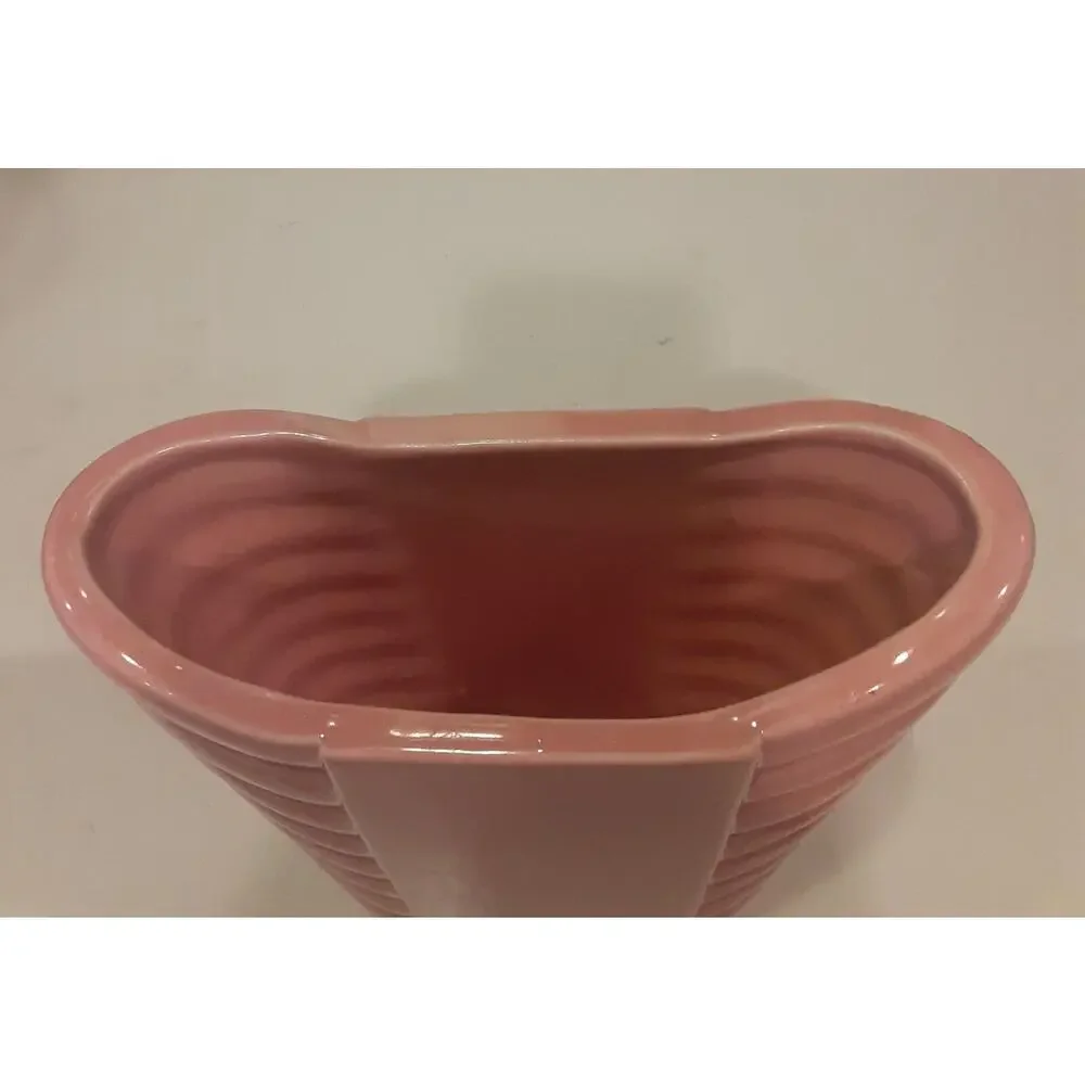 Vintage Art Deco Pink Ribbed Vase Retro Elegance 8.25